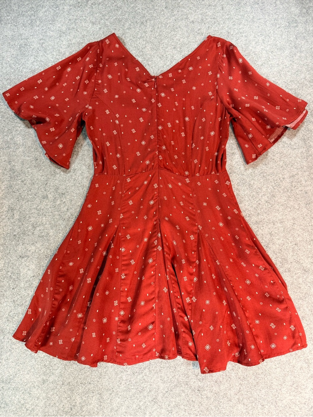 Idyllwind by Miranda Lambert Rust Red Printed Fit & Flare Mini Dress Medium - Picture 6 of 9